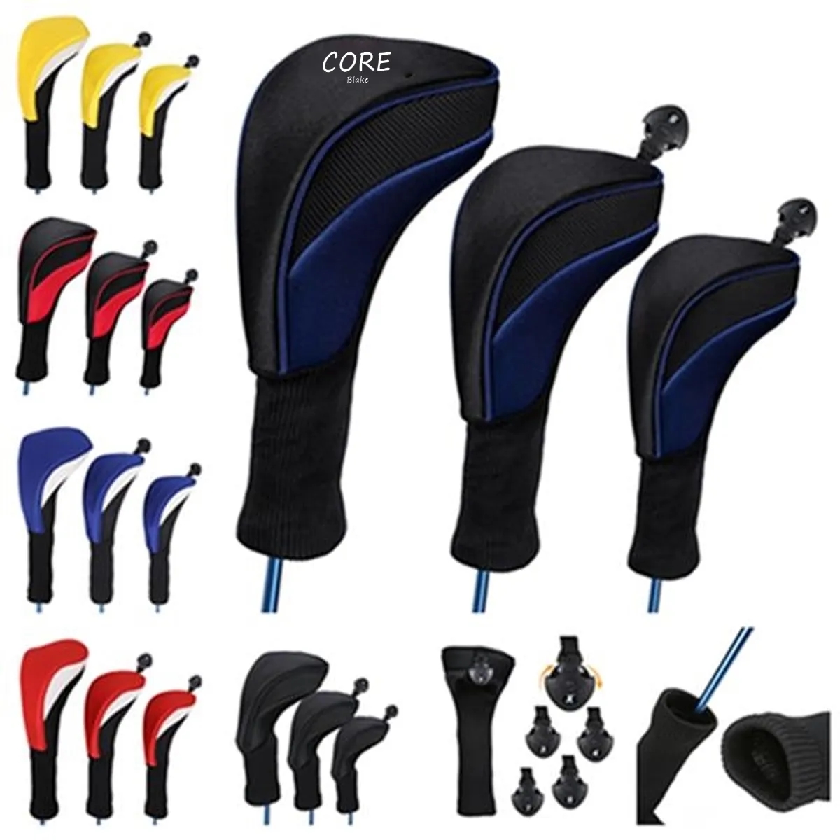 Golf Club Head Covers Woods Driver 3 Pieces 1
