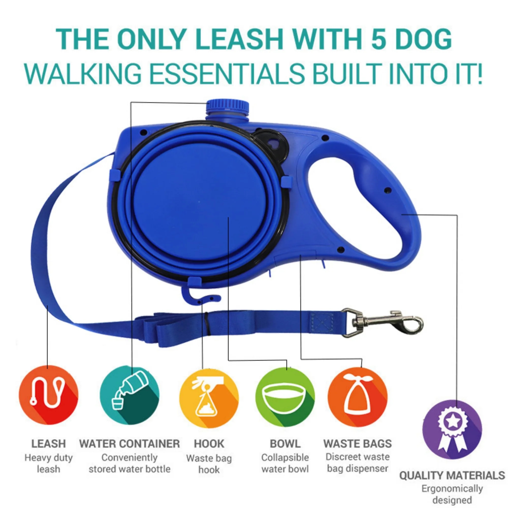 5-In-1 Water Bottle Dog Leash 4