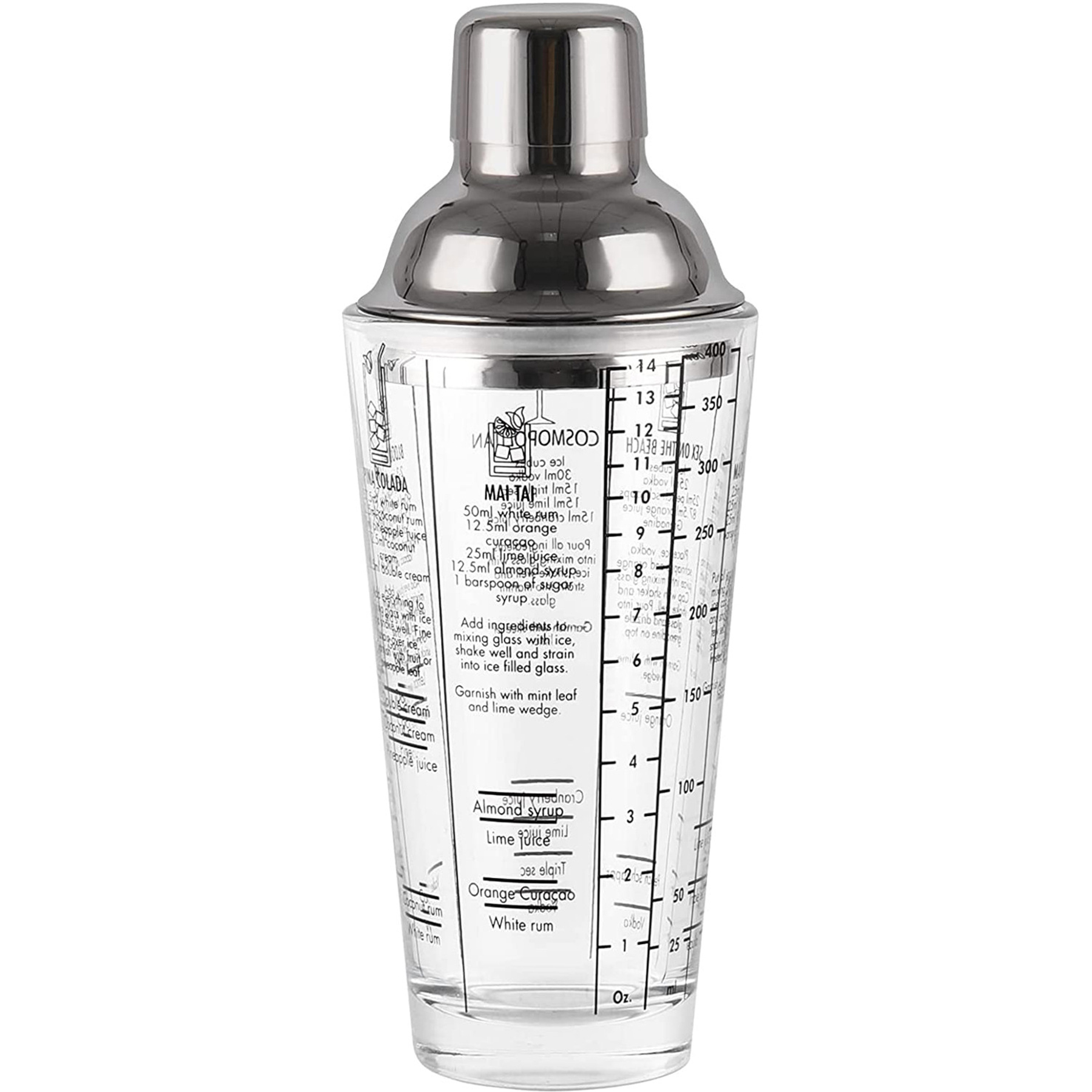 13.5 Oz Clear Glass Cocktail Shaker With Measurement 2