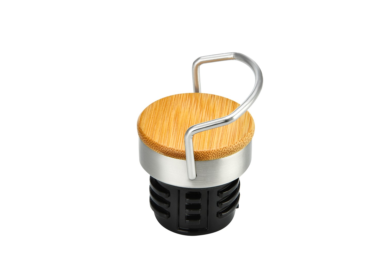 22oz. Blank Stainless Steel Leak Proof Bottle, Stainless Carry Bar, Bamboo Accent top 2