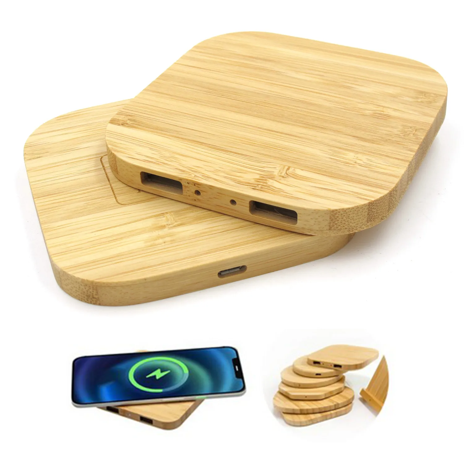 Panda Bamboo 5W Wireless Charger With Dual Usb Ports 3