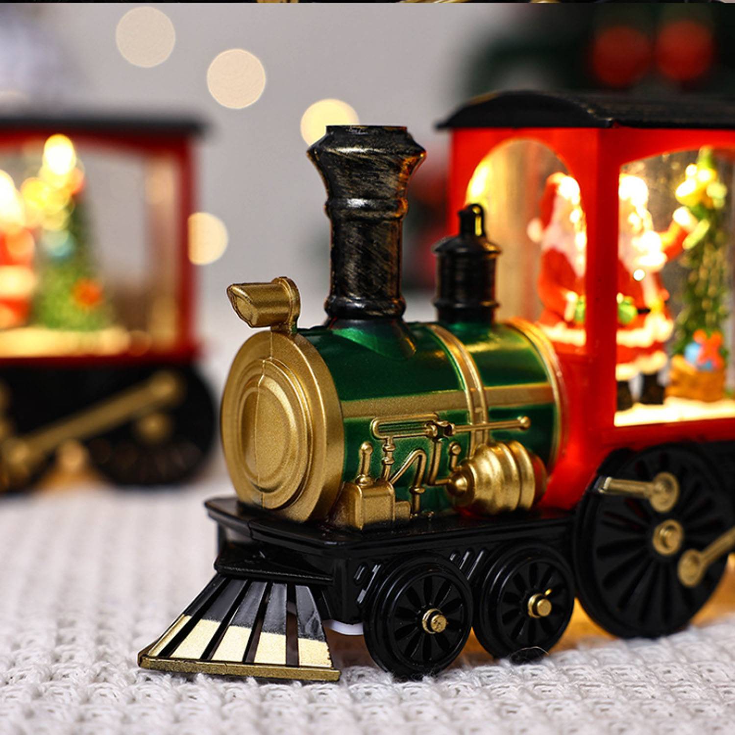 Christmas Trailer Santa Driving Bus Xmas Decoration LED Snow 5