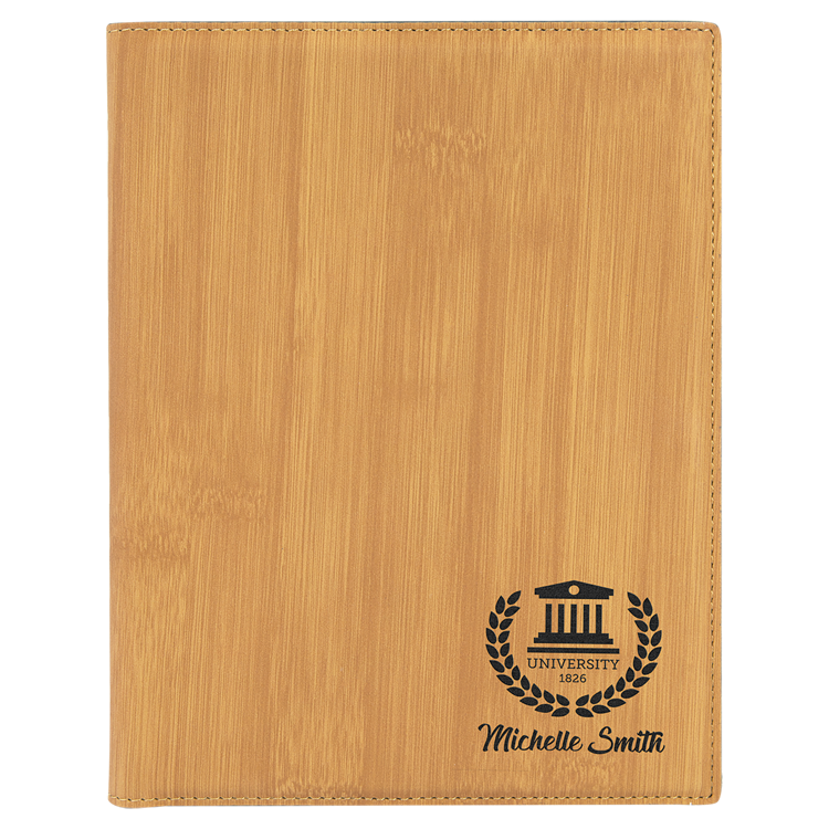7" x 9" Bamboo Leatherette Small Portfolio with Notepad 1