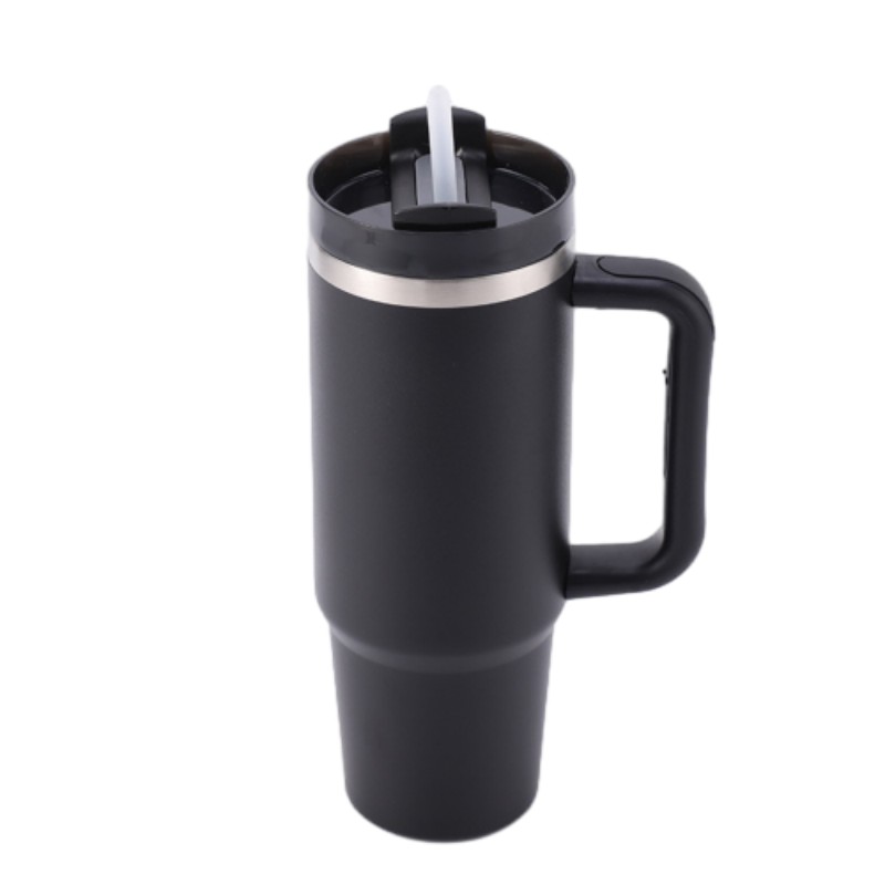 30 oz Vacuum Stainless Steel Tumbler W/ Handle & Straw 2
