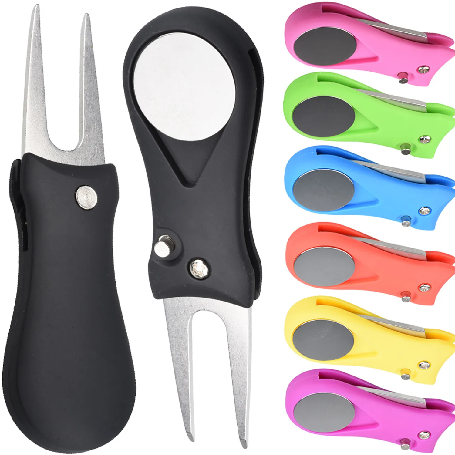 Foldable Repair Tool Magnetic Ball Marker Golf Pitch 2