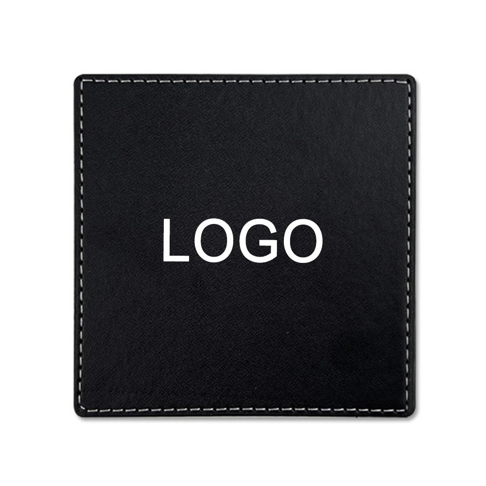 Square PU Leather Cup Coasters With Stitching 2