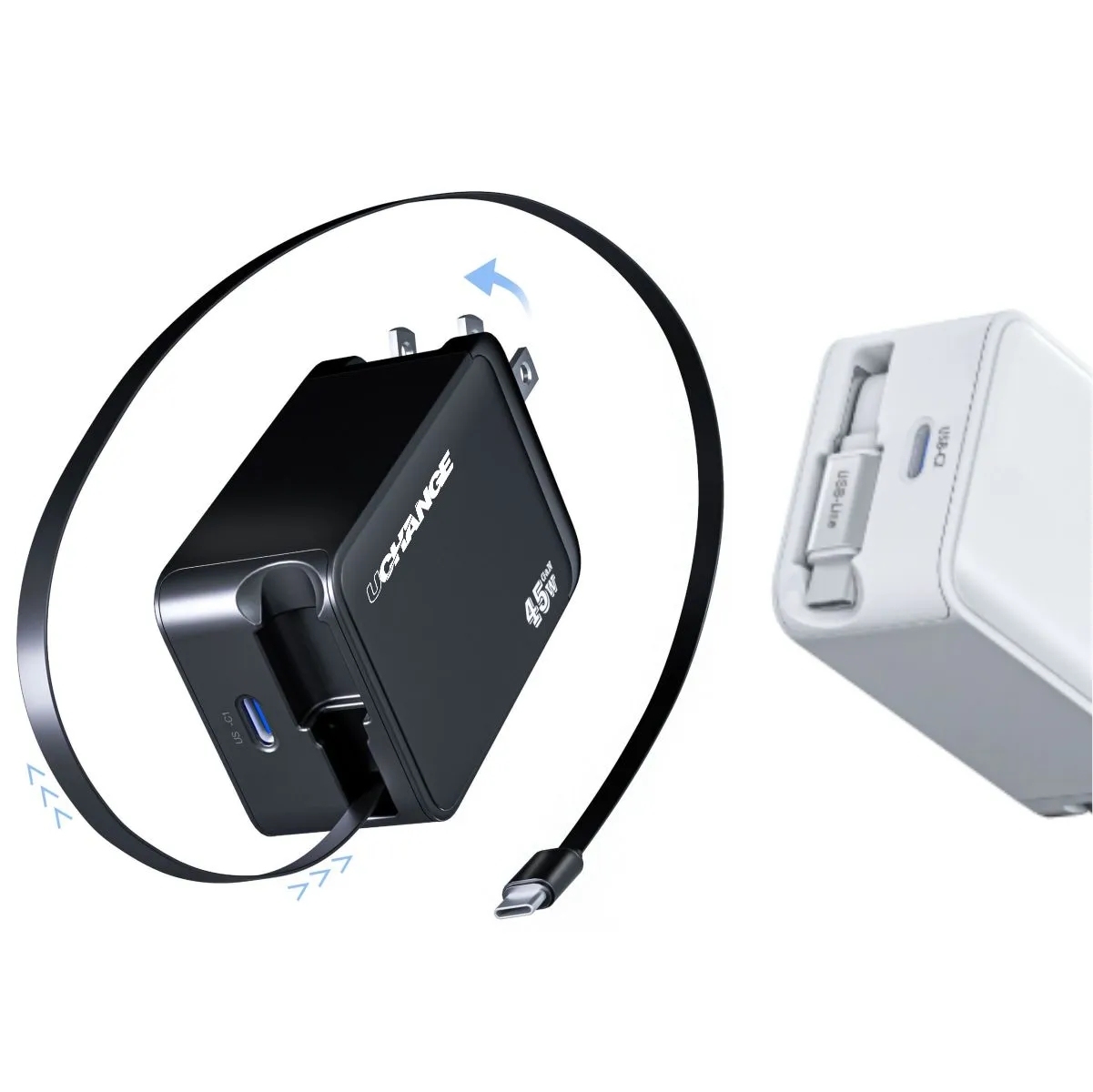 45W GaN Wall Charger With Retractable USB-C Cable 2