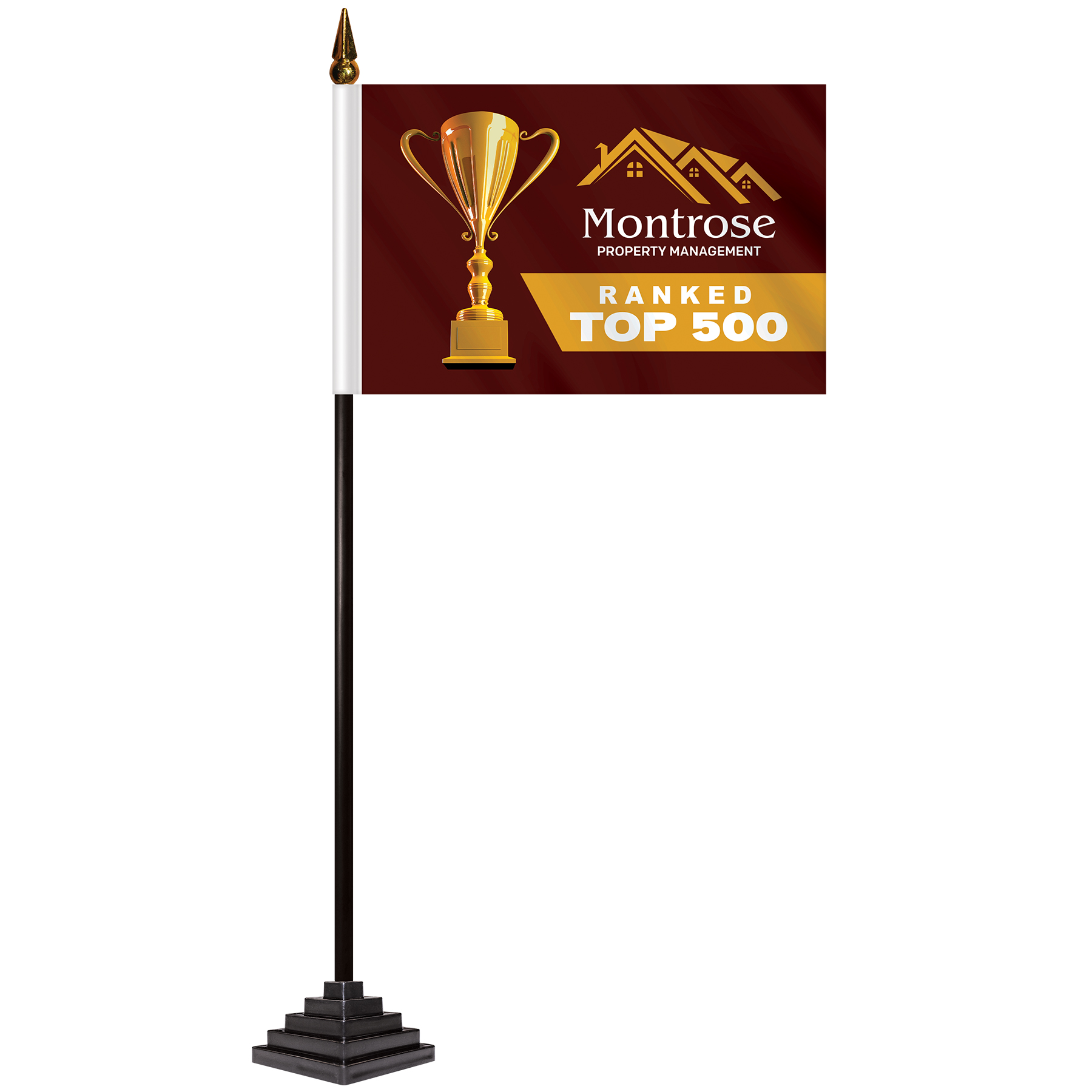 4" x 6" Single Reverse Stick Flag with Pyramid Stick Flag Base 5