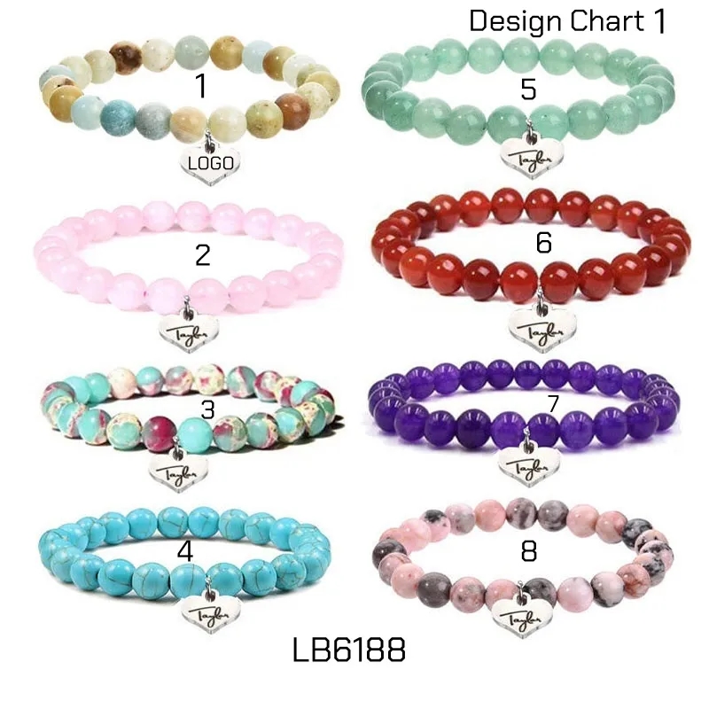 BULK Gemstone Bracelets Wholesale Stretchy Round Beads 7