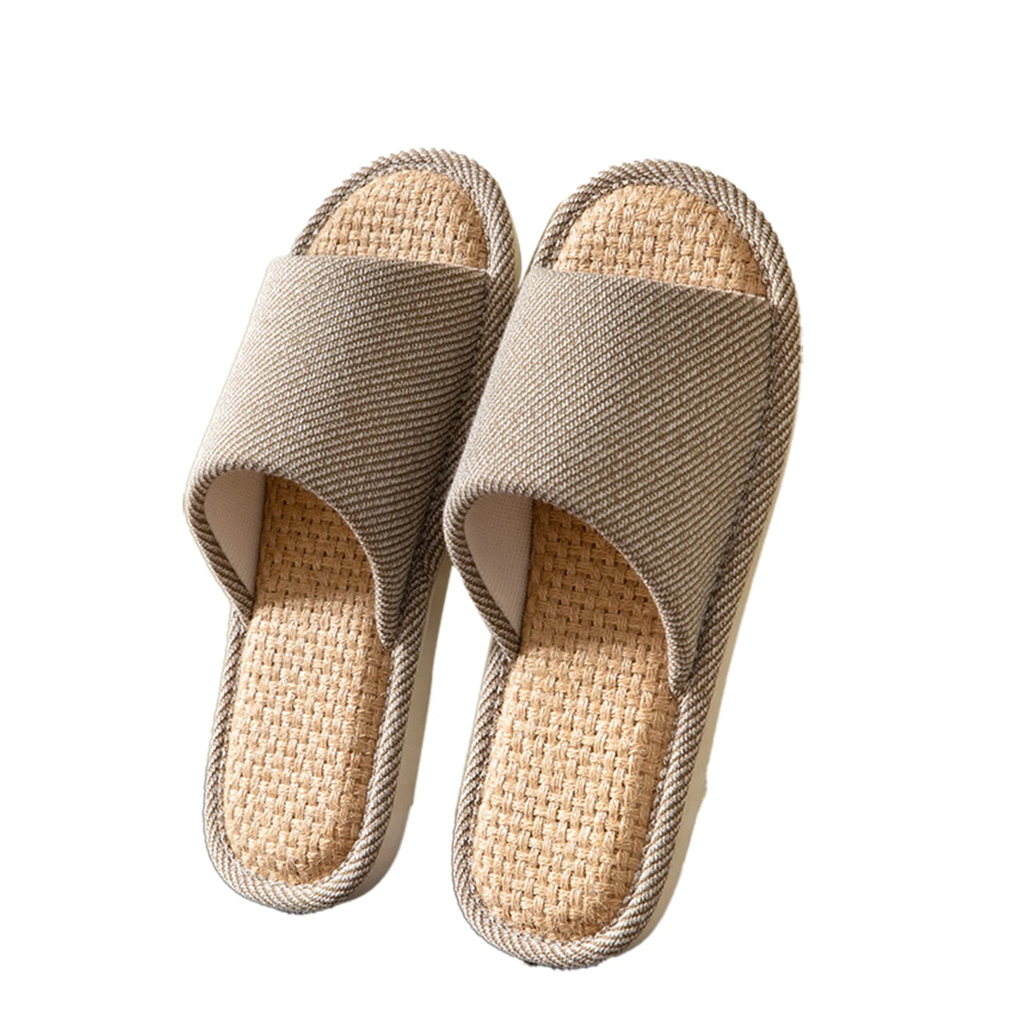 MOQ 30 Summer Linen Slippers Indoor Quiet Breathable 8