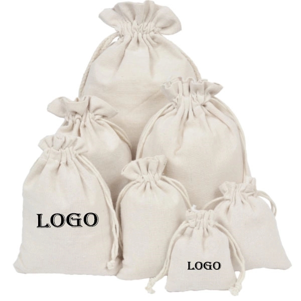 Natural 100% cotton Drawstring Muslin Bag Pouch 4