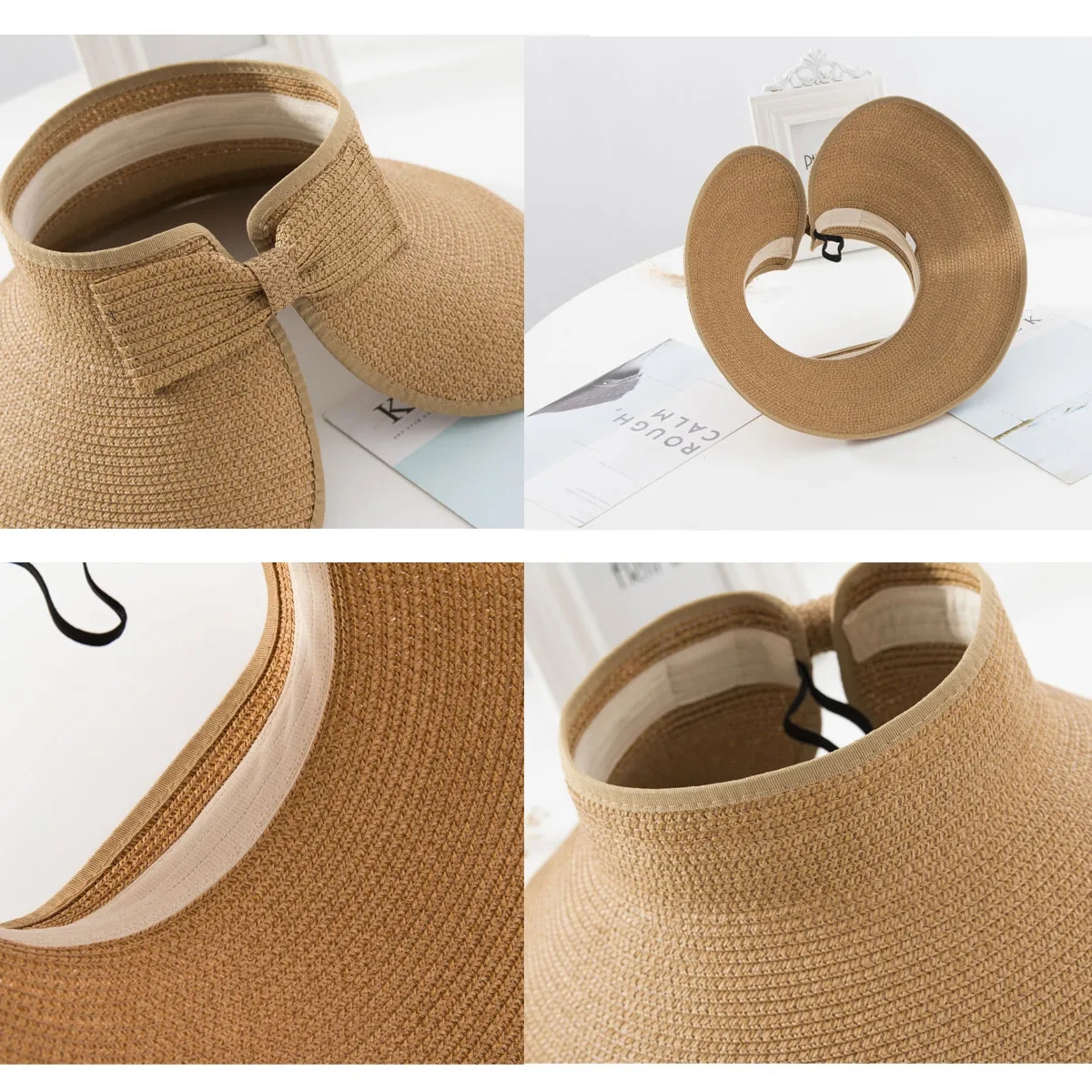 Women's Foldable Wide Brim Roll Up Summer Sun Visor Hat 3