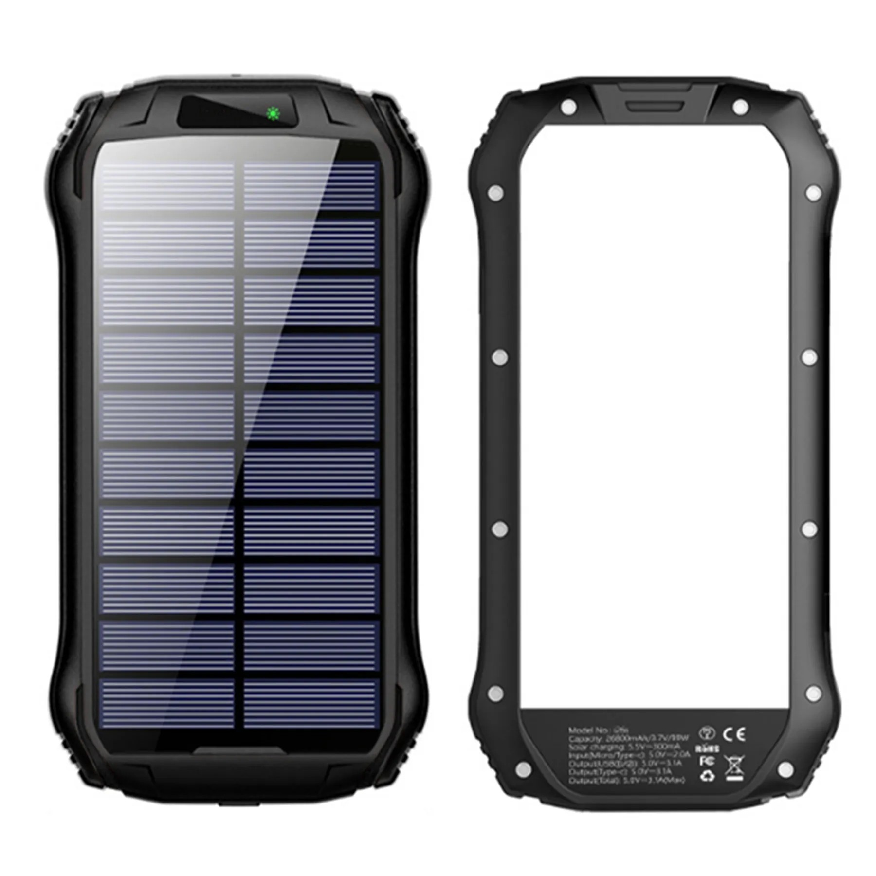 20000Mah Waterproof Solar Power Bank Flashlight 4
