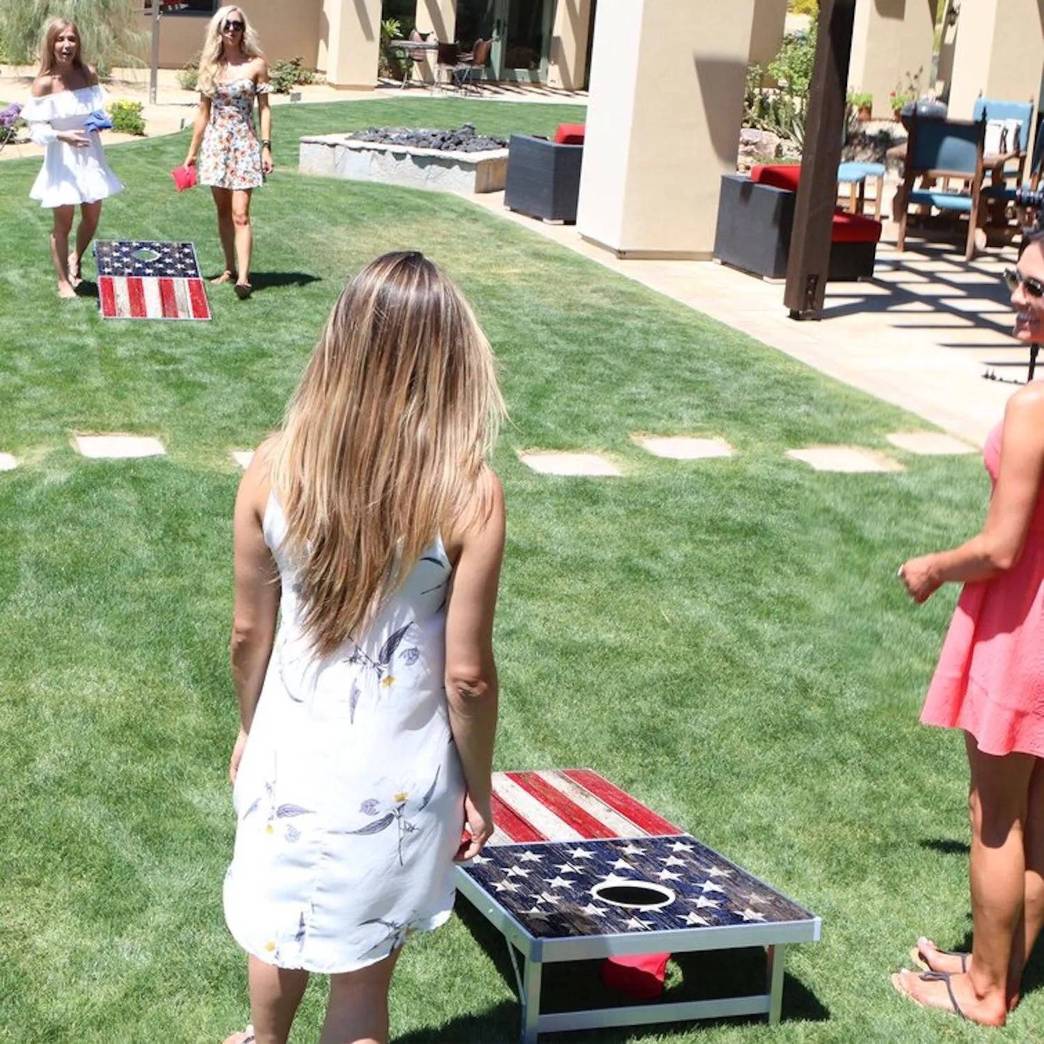 2' x 4' LED American Flag Manufactured Wood Cornhole Board 2