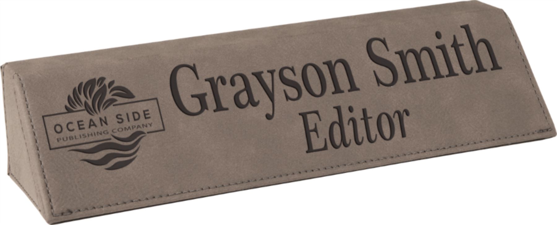 8" Custom Laser Engraved Leatherette Desk Wedge 2