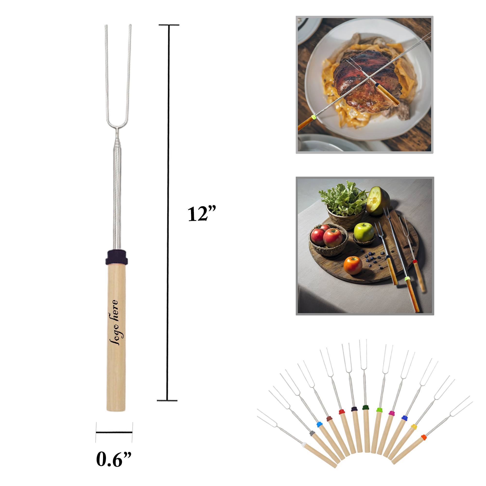 MOQ50 Adjustable Stainless Steel BBQ Fork 5