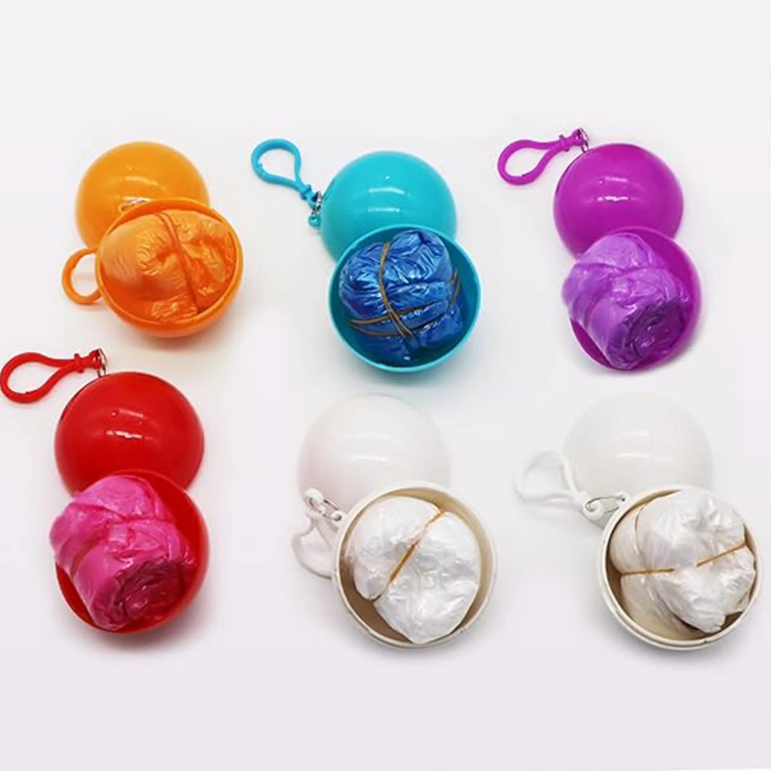 Disposable Portable Raincoat Poncho Ball Keychain 3