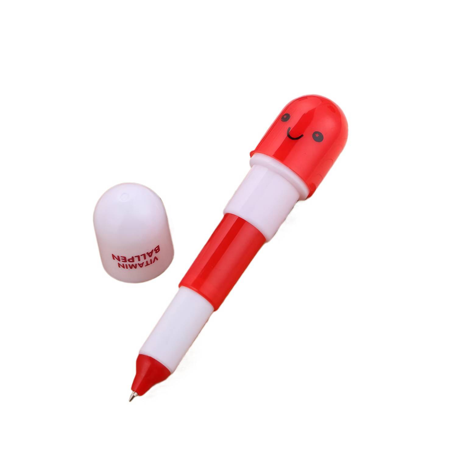 Retractable Capsule Shape Ballpoint Pen w/ Smiling Face 10