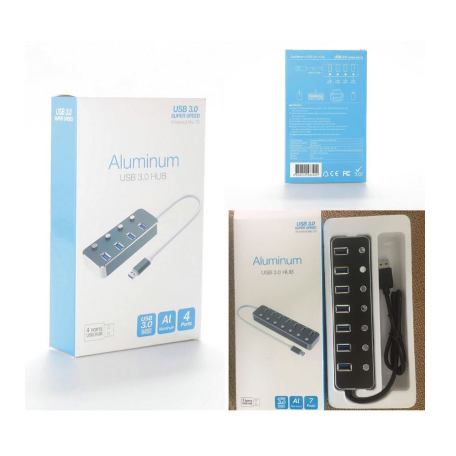 USB 3.0 Hub Aluminum 4 Ports Individual Power Control, Support both Data Transfer and Charging 8
