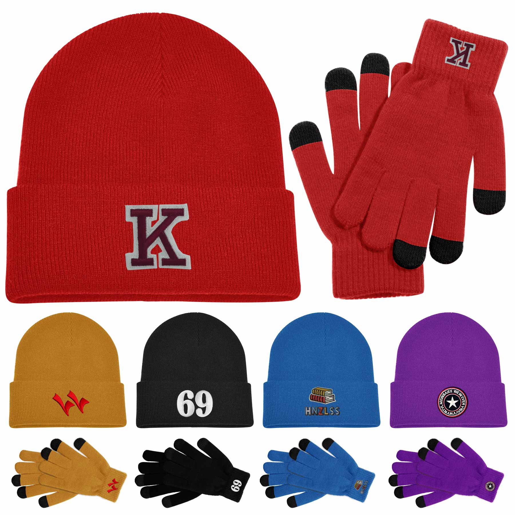 Knit Acrylic Hat And Texting Gloves 2