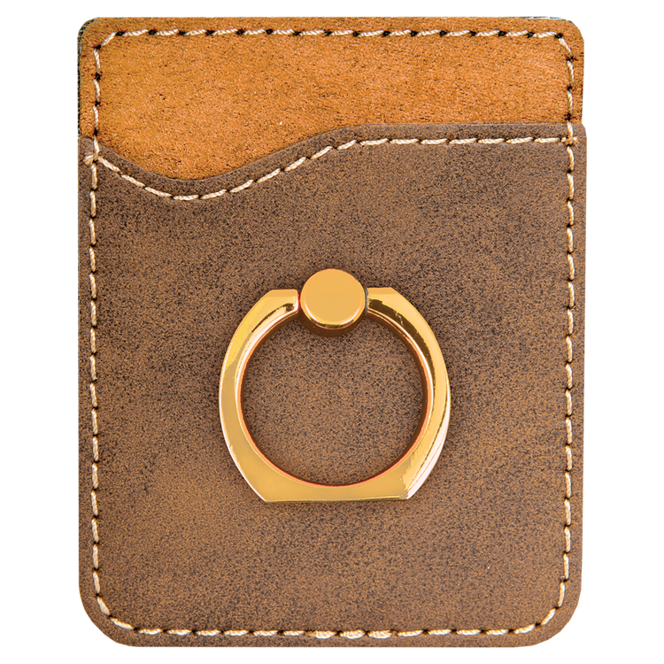 Rustic/Gold Leatherette Phone Wallet with Gold Ring 3