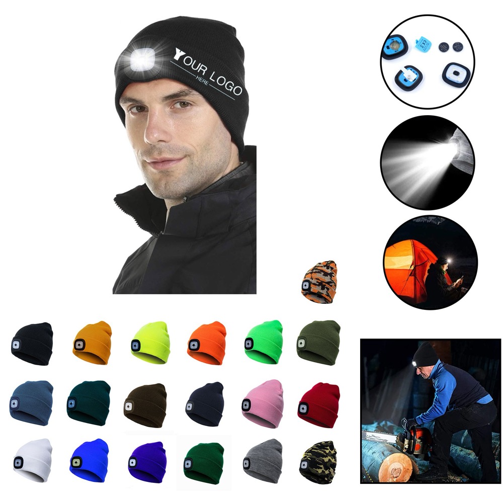 USB Rechargeable LED Headlamp Beanie 1