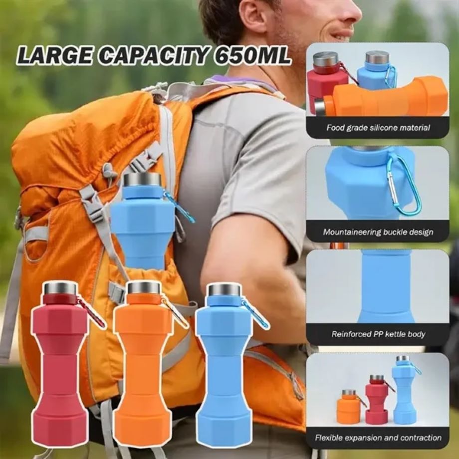 Foldable Silicone Dumbbell Water Bottle 3