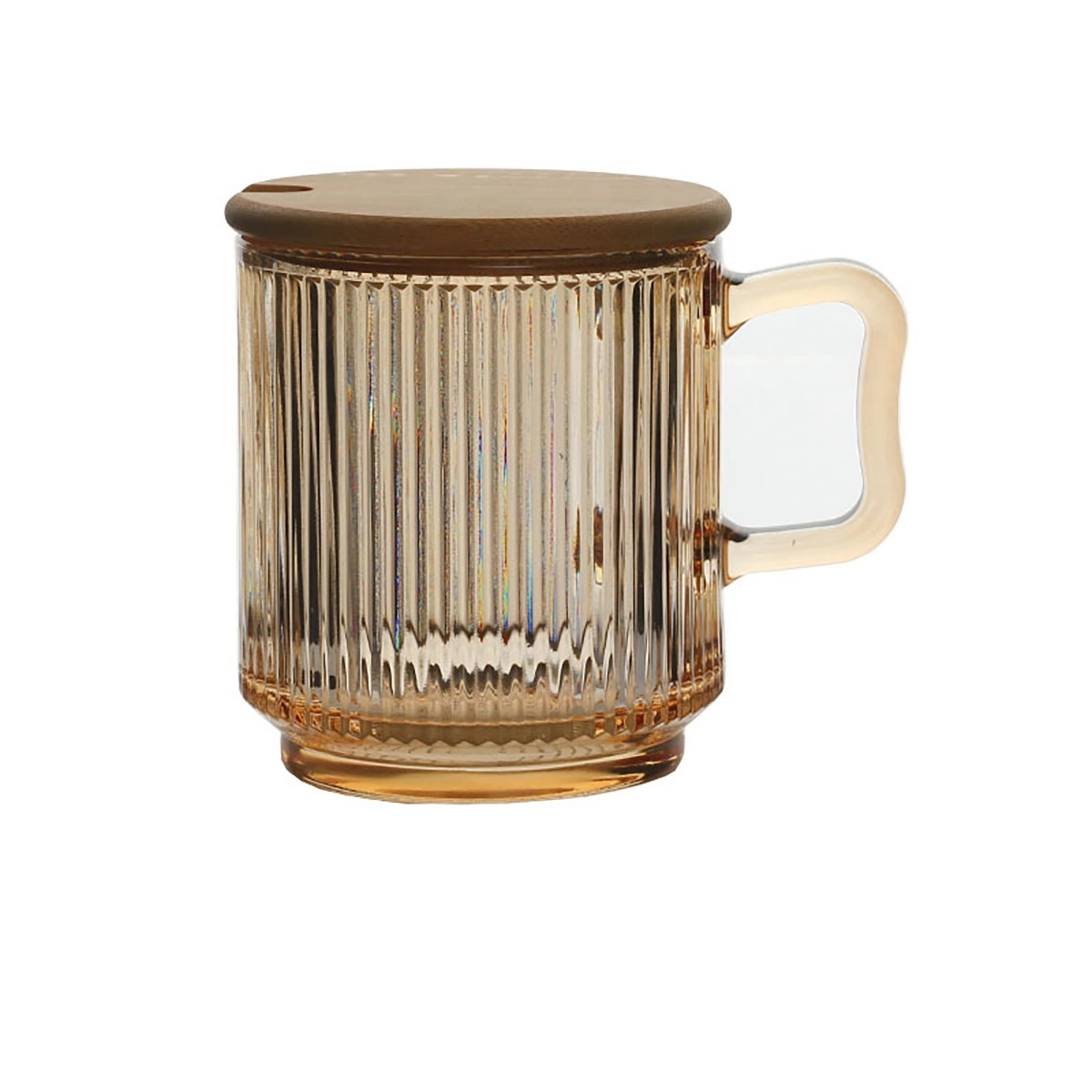 Iridescent Glass Coffee Mug with Lid 4