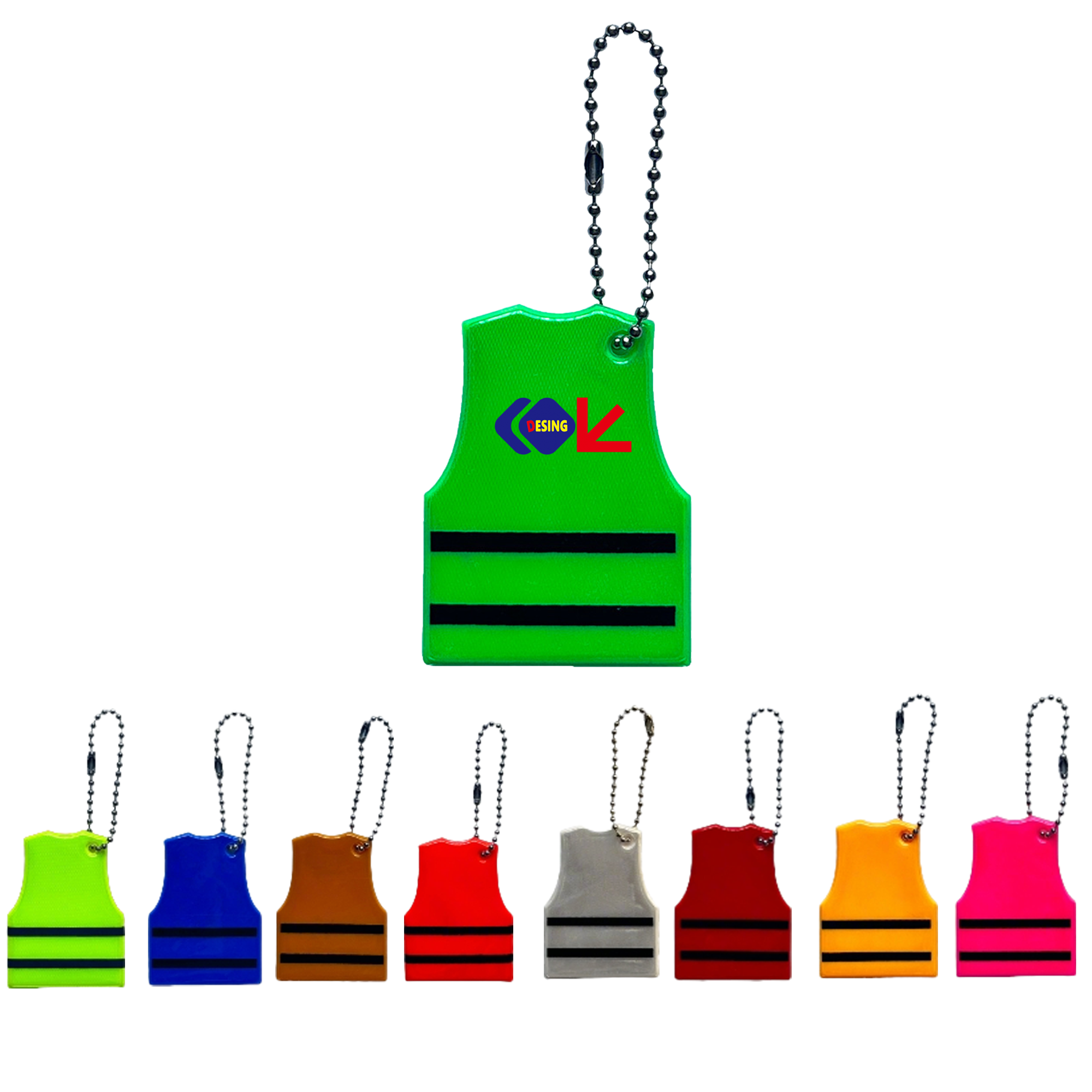 PVC Vest Reflective Pendant Night High-Visibility Keychain Gift 2