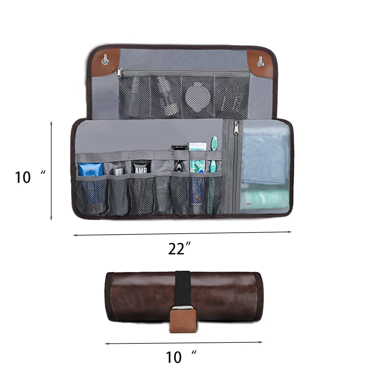 PU Leather Men's Roll Toiletry Bag All-Over Printing 2