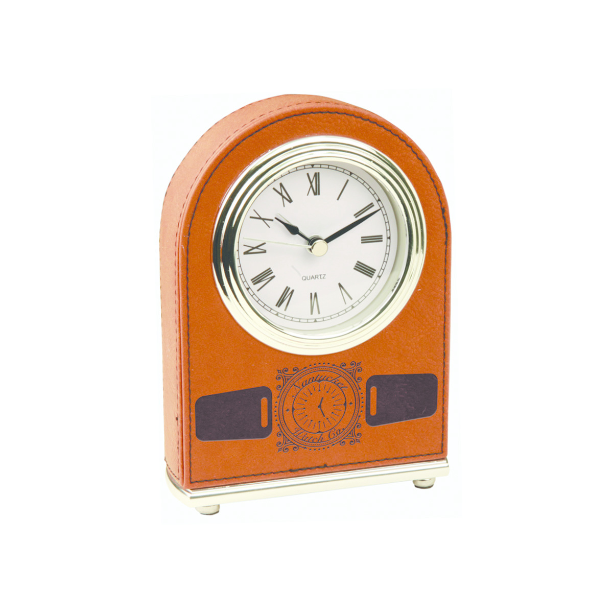 5" Rawhide Leatherette Arch Desk Clock