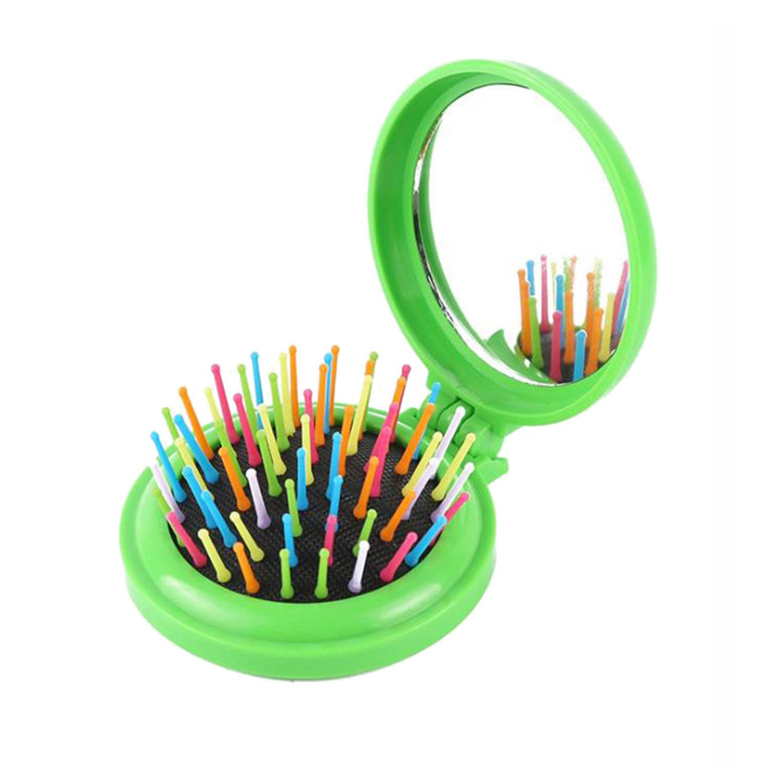 Mini 2-in-1 Plastic Pop-Up Mirror Brush 8
