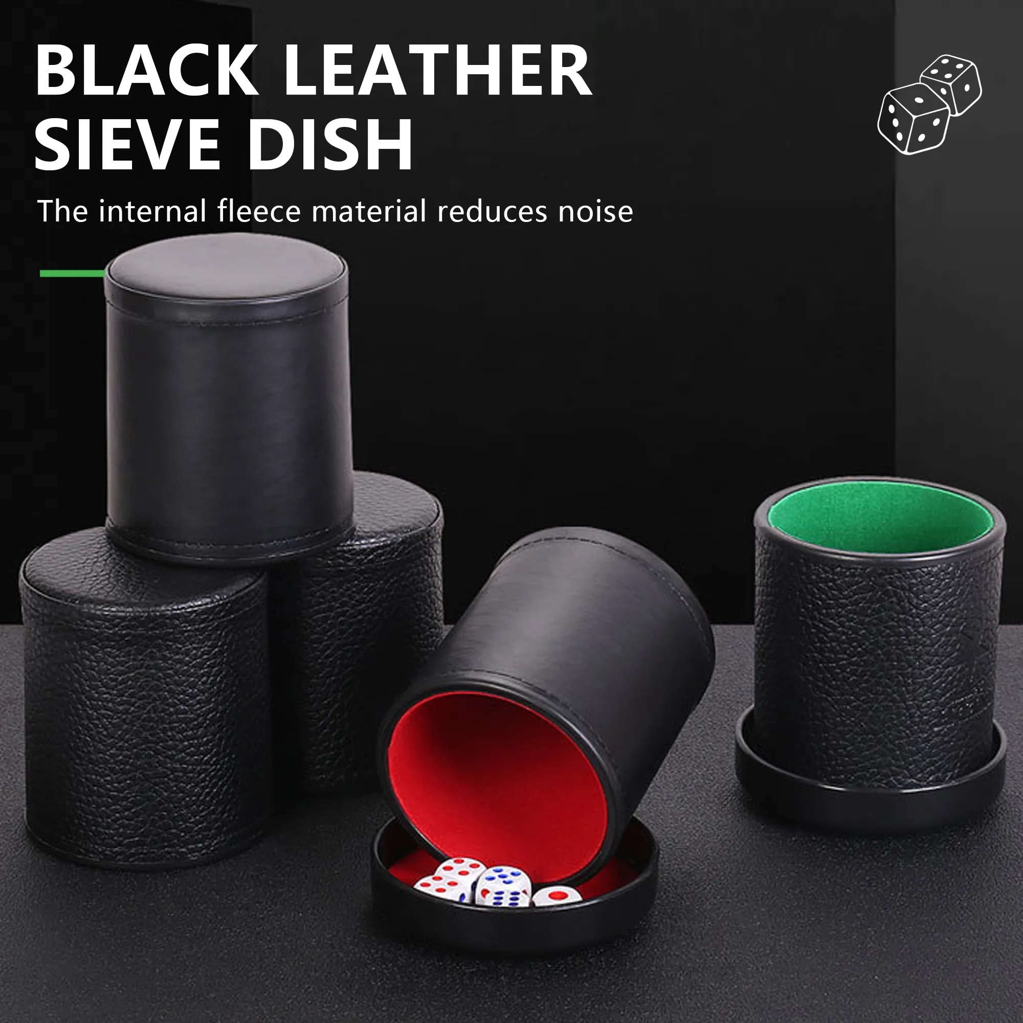 PU Leather Dice Cup With Tray 3