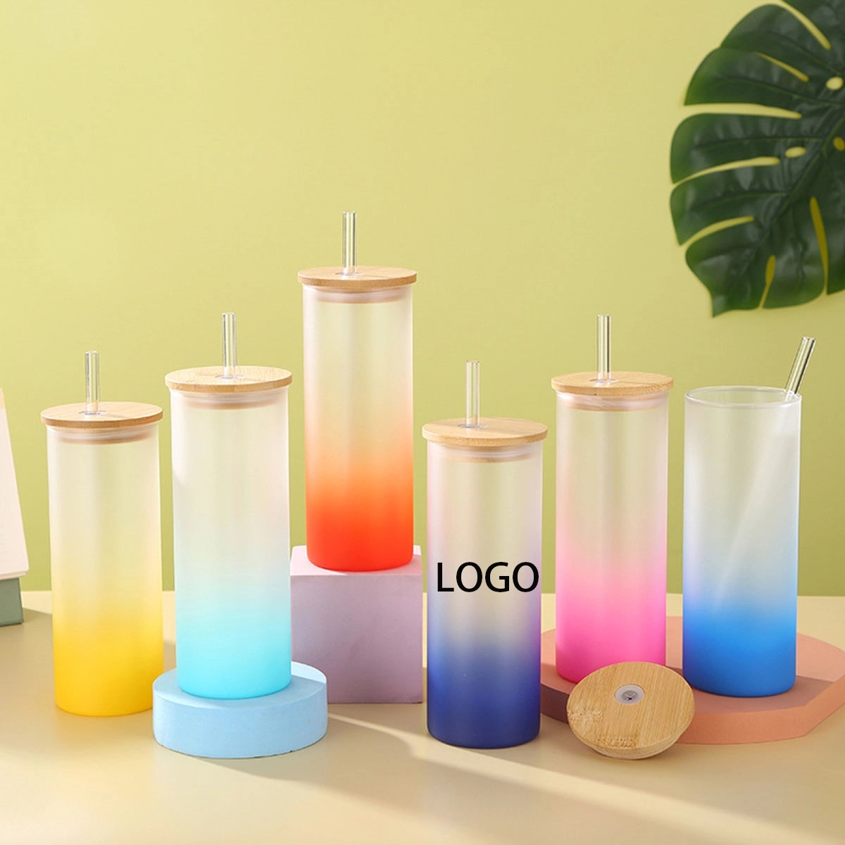 25Oz Gradient Frosted Mason Cup With Straw 3