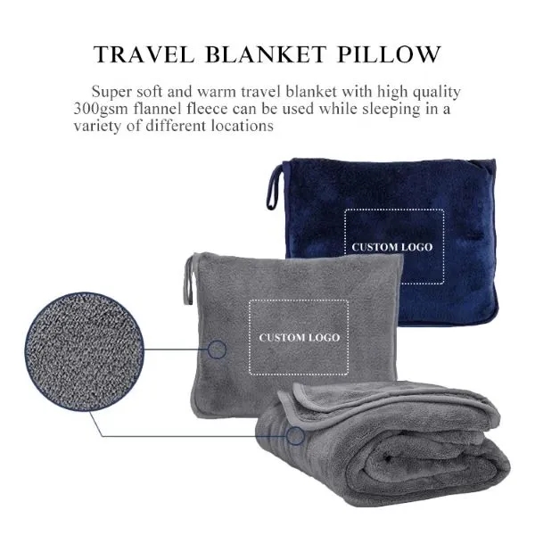 Custom Travel Blanket and Pillow Set 2
