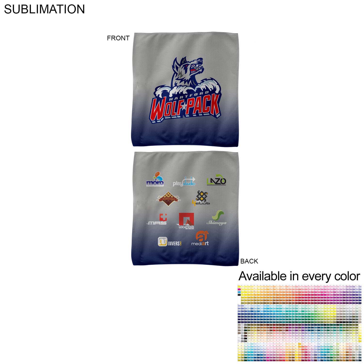 Colored Microfiber Dri-Lite Terry Rally, Sports, Skate Towel, 15x15, Sublimated Edge to Edge 2 sides 5