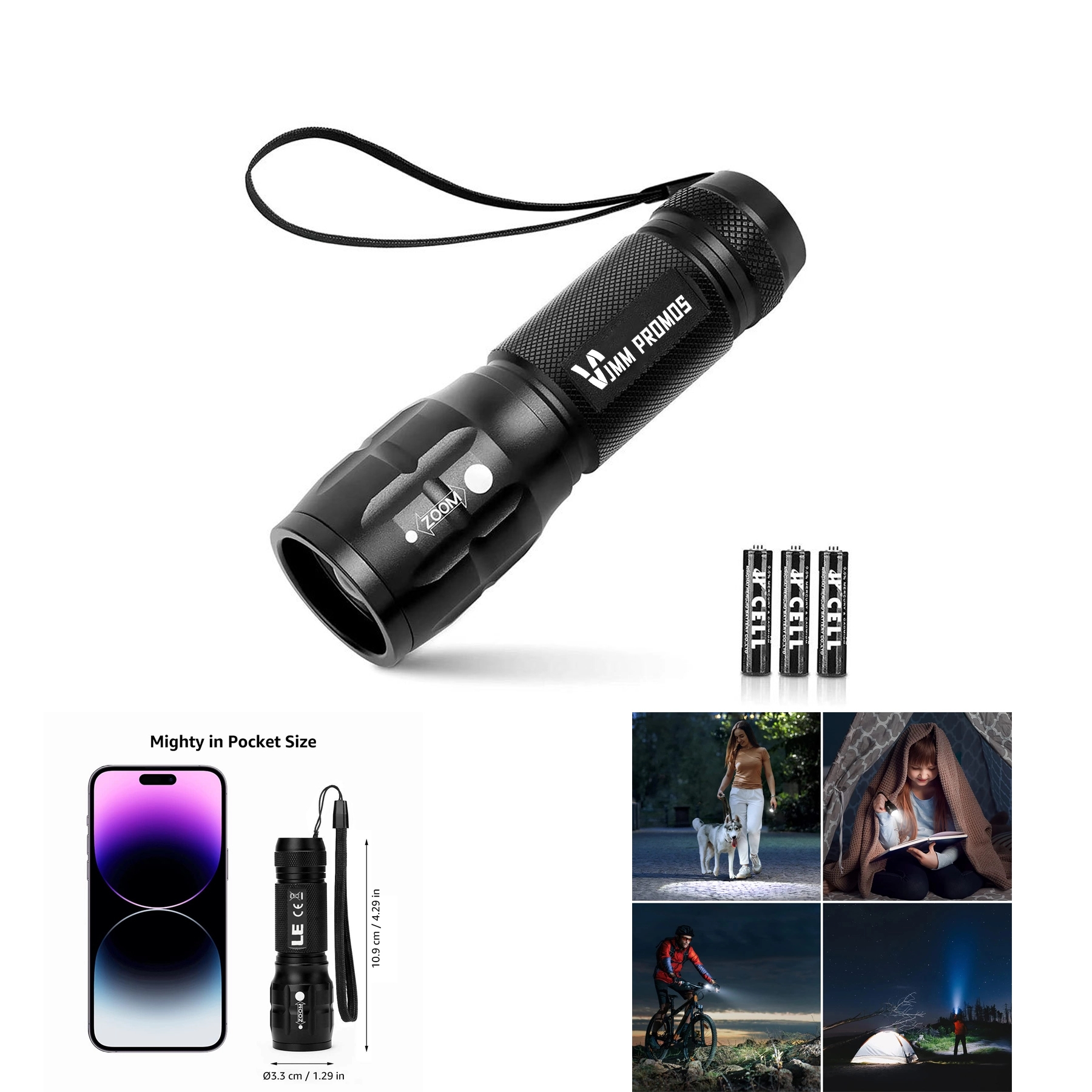 Black Zoomable Tactical Flashlights With High Lumens 1