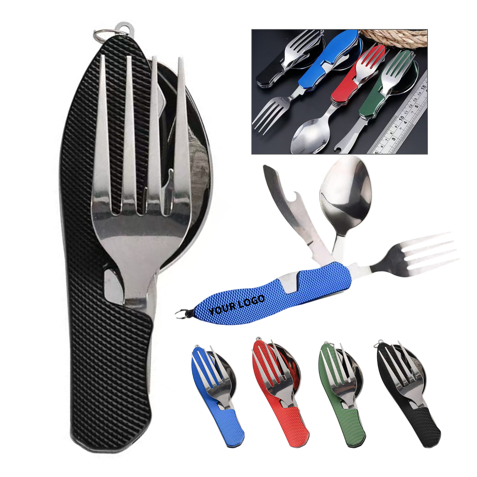 Stainless Steel Folding Outdoor Cutlery With Opener 2