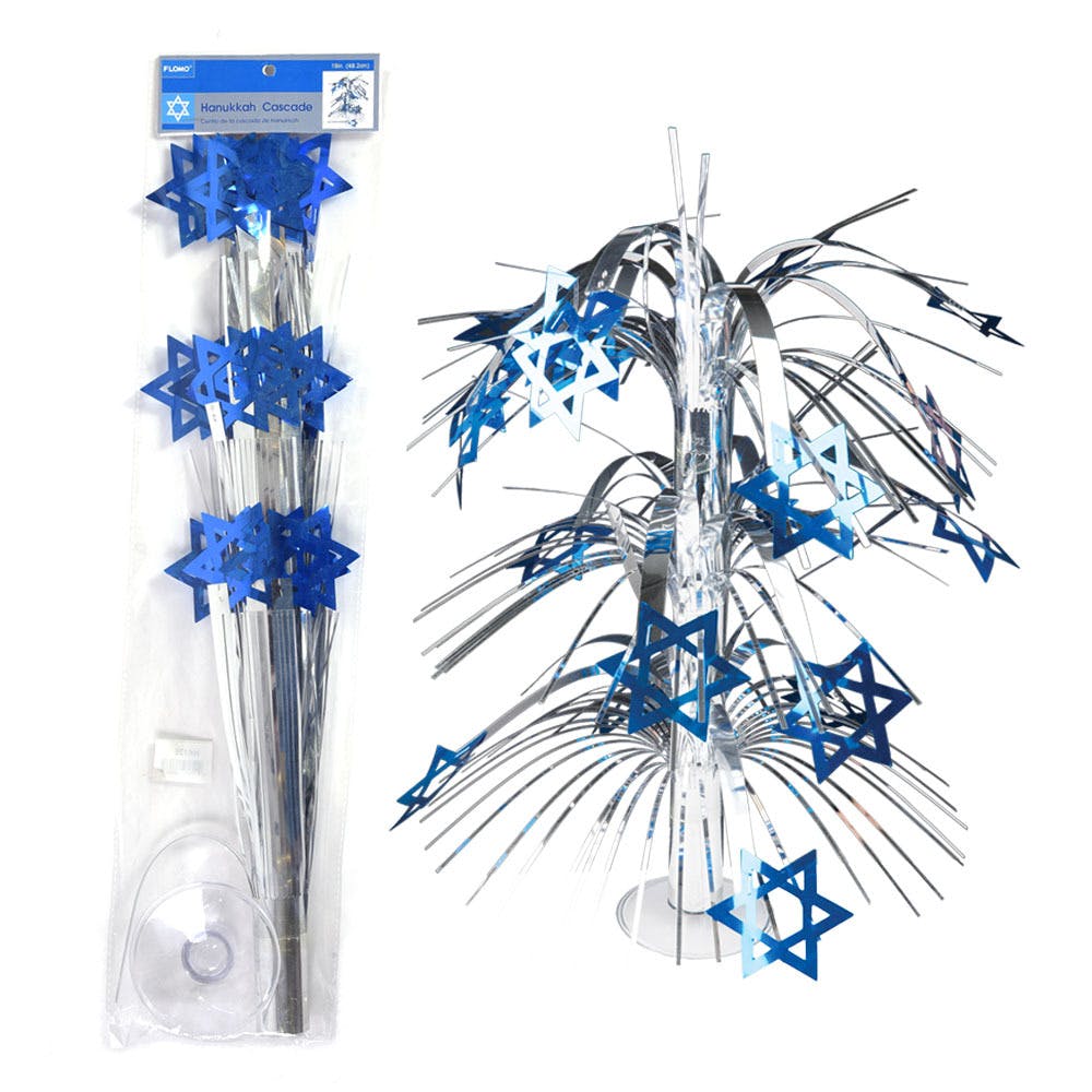 Hanukkah Cascade Centerpieces - Blue & Silver 19" 2