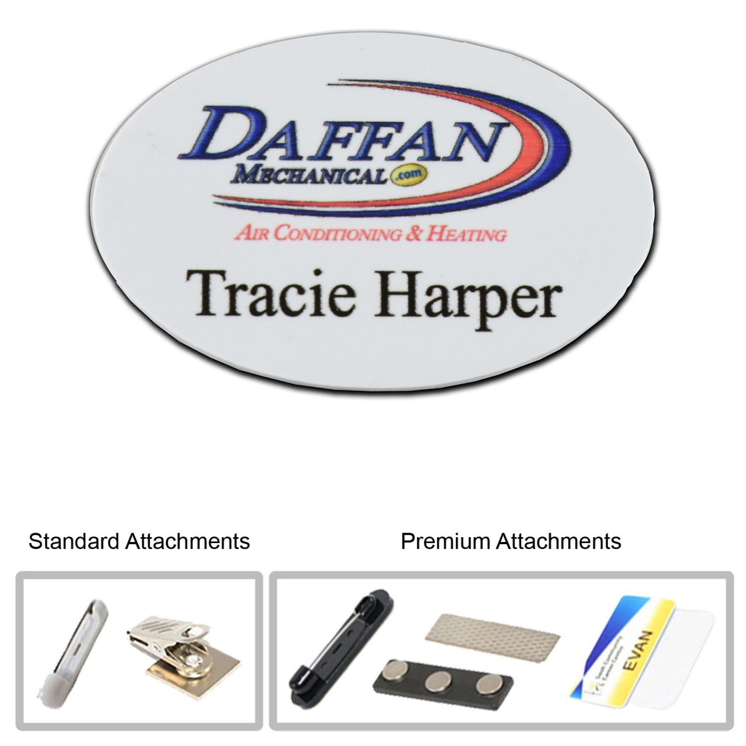 2 INCH X 3 INCH OVAL PLASTIC NAME BADGE 2