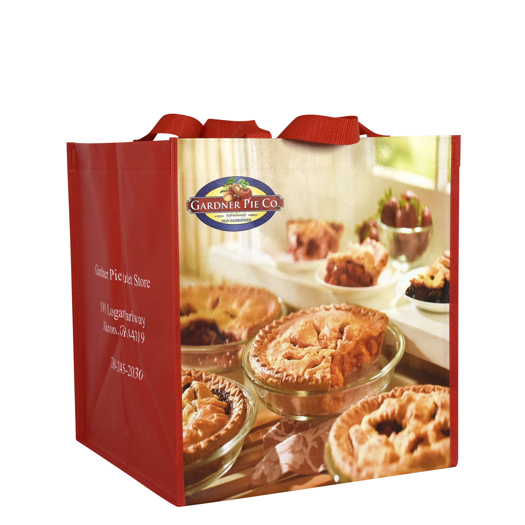 Custom Full-Color Laminated Woven Bakery Promotional Tote Bag 12"x13"x12" 1