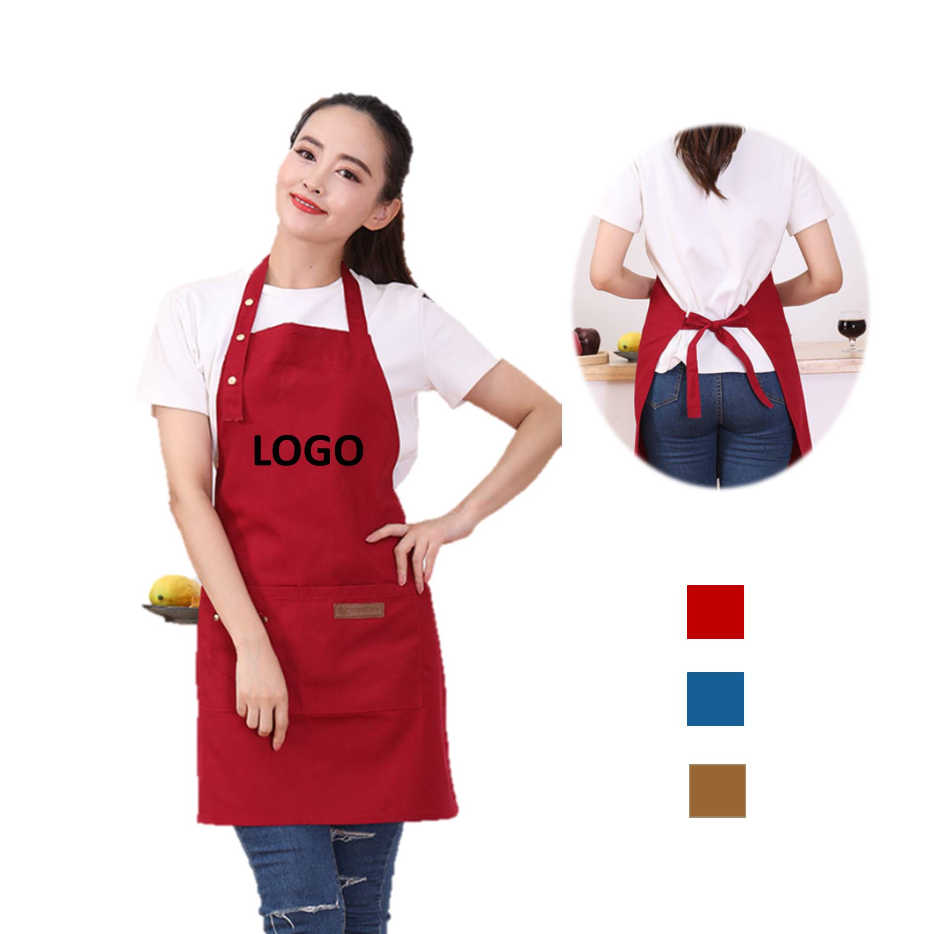 Canvas Kitchen Aprons With Pockets 2