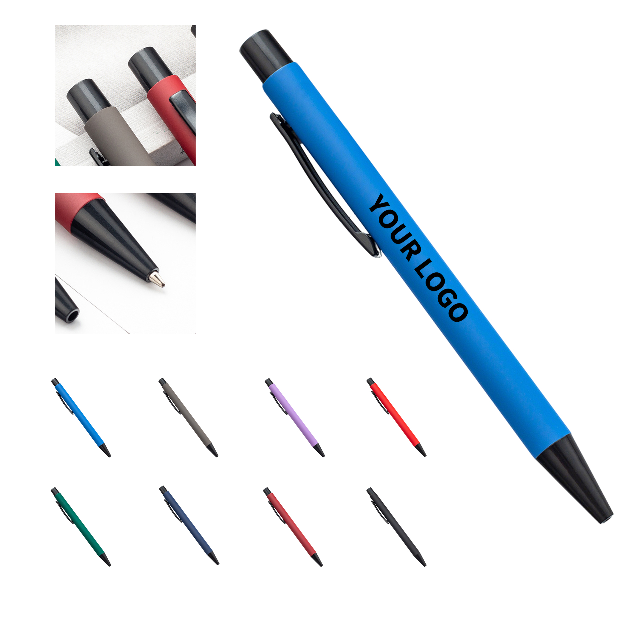 Metal Clip Ballpoint Pen With Colored Barrel 2