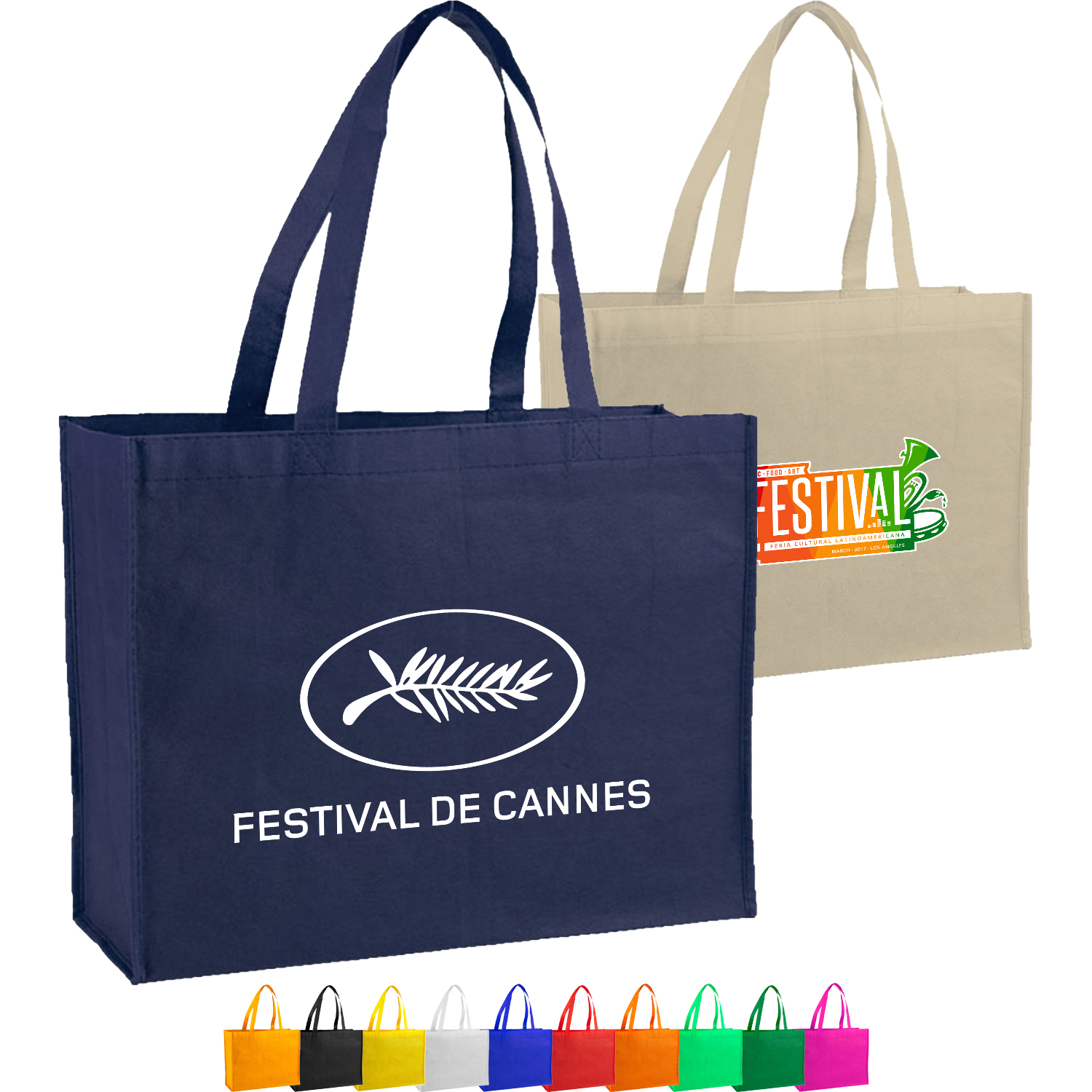 Non-Woven Shopping Tote Bag with Gusset USA Decorated (16" x 12" x 6") 3