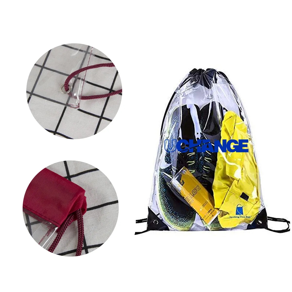Clear PVC Drawstring Backpack For Events And Gyms 6