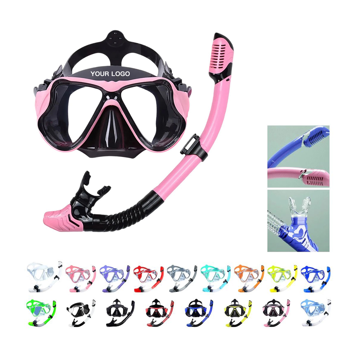 Plastic Snorkel Set with 180 Degree View and Dry Valve 10