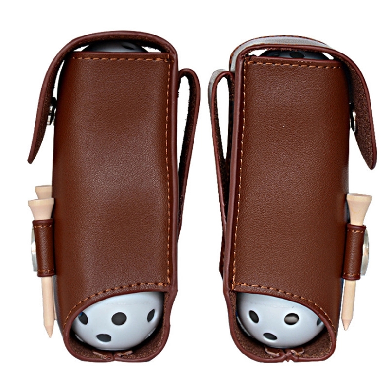 Leather Golf Ball Storage Pouch Waist Belt Carrier Bag 3