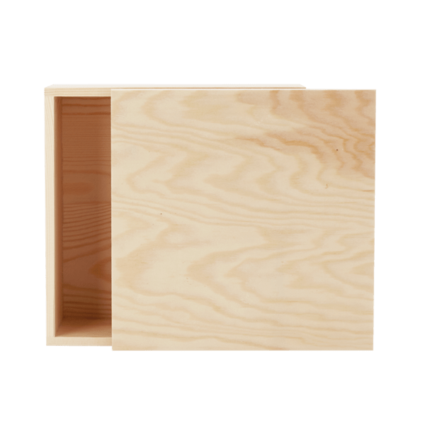 8" x 8" x 3.5" Large Square Wooden Box 2