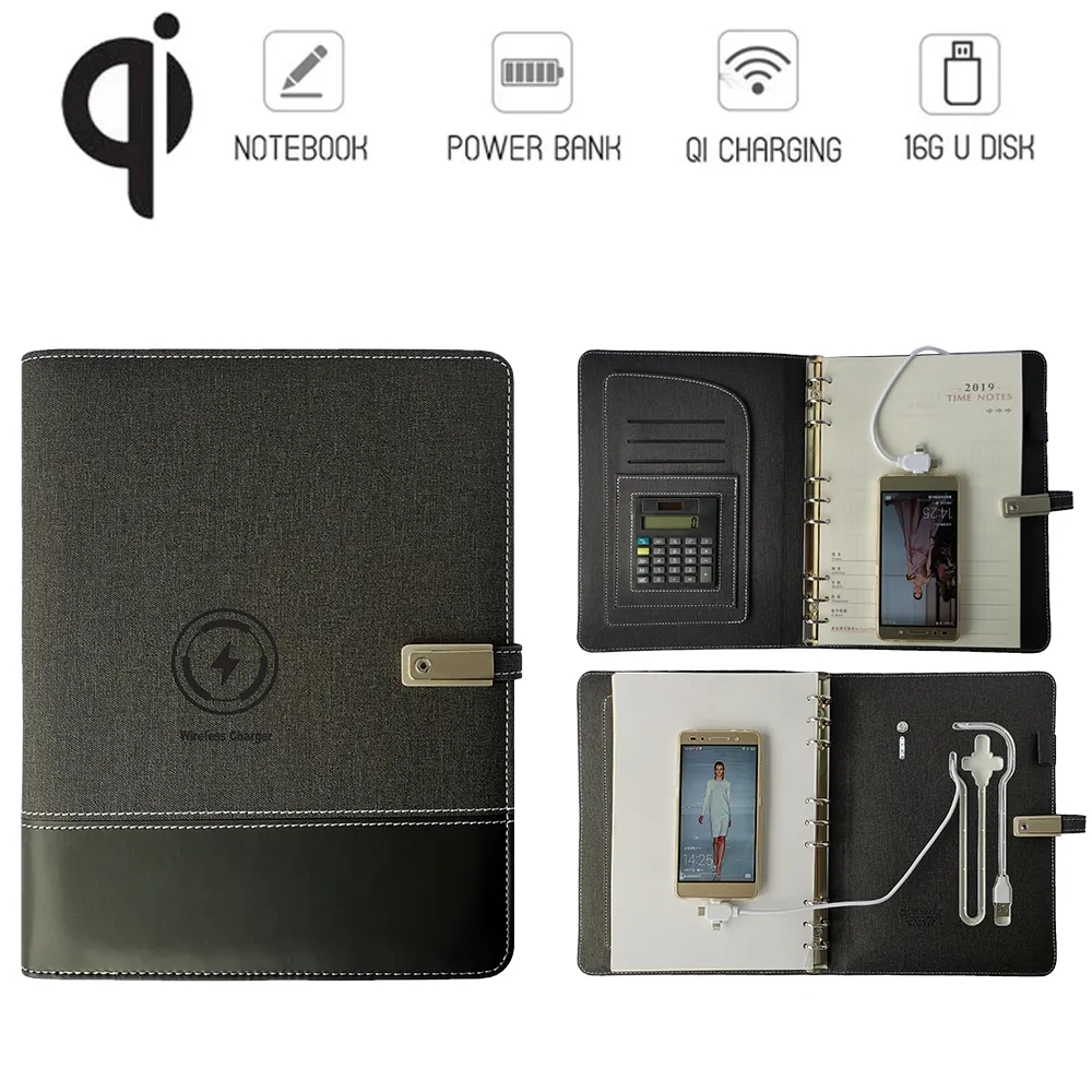Diary Notebook w/ Wireless Charger & Power Bank & Calculator 2