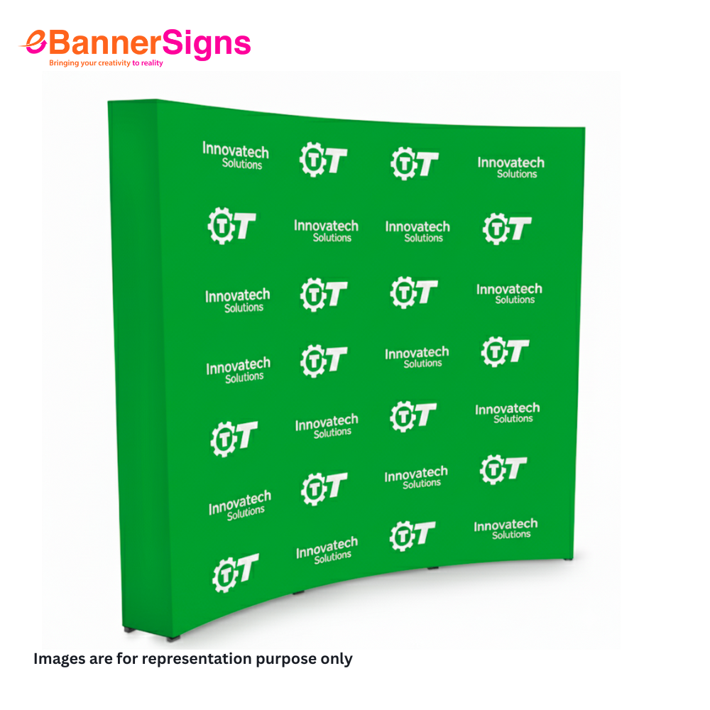 Step & Repeat Fabric Pop Up Curved Display (Graphics + Hardware) 2
